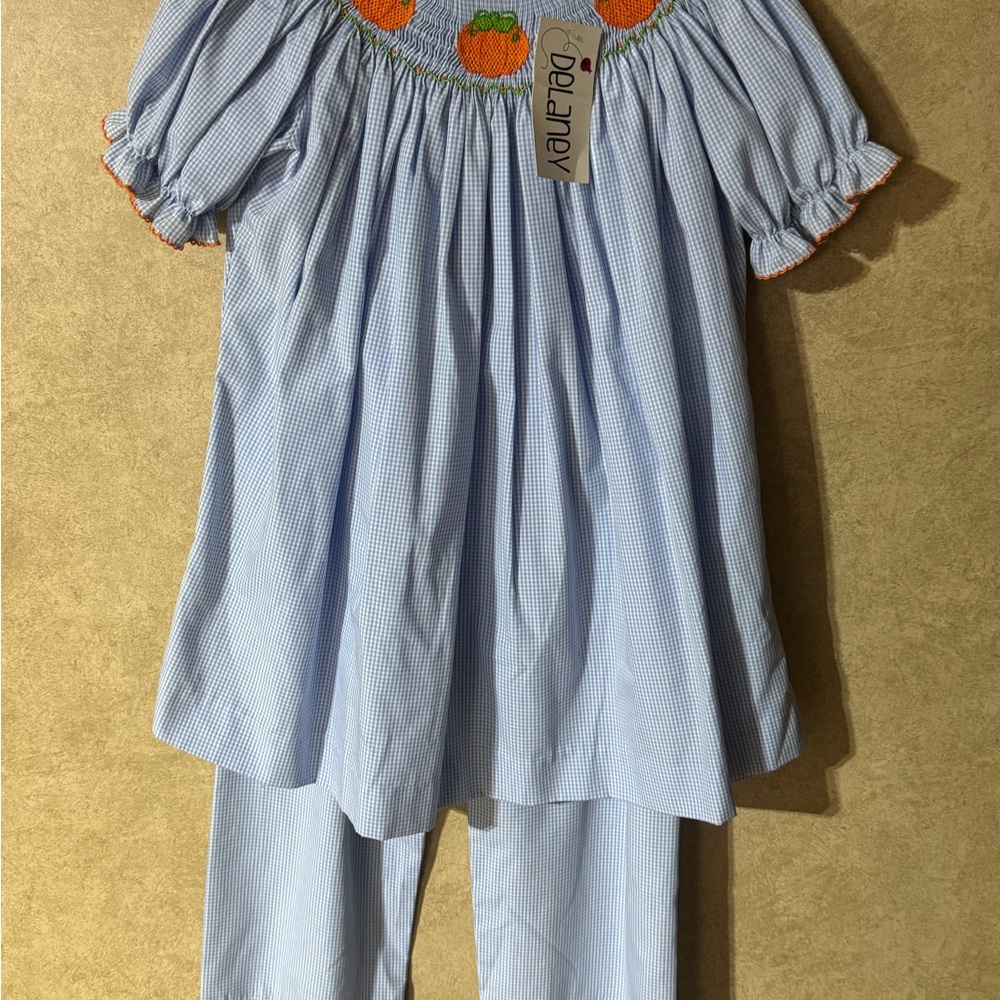 Blue Kids Set with Pumpkin Accents